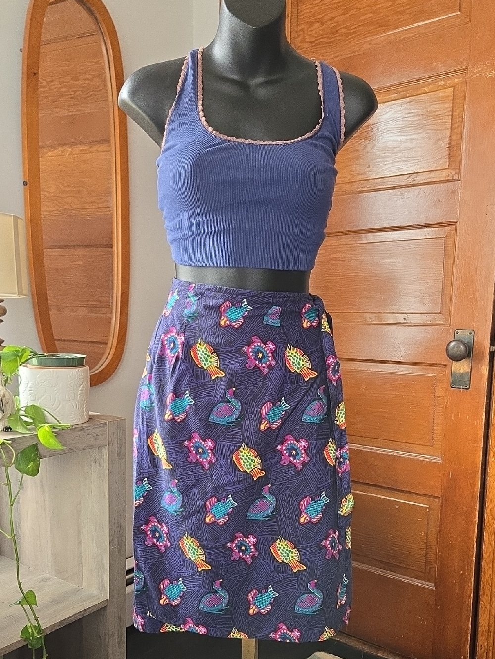 Vintage Woolrich Bluebell Batik Sea Creature Wrap Skirt Small